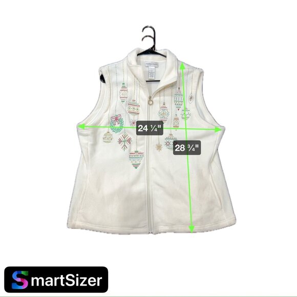 Drapers & Damons HolidayThemed Fleece Vest 1X Polyester Sleeveless Zip-Up White - Picture 8 of 8